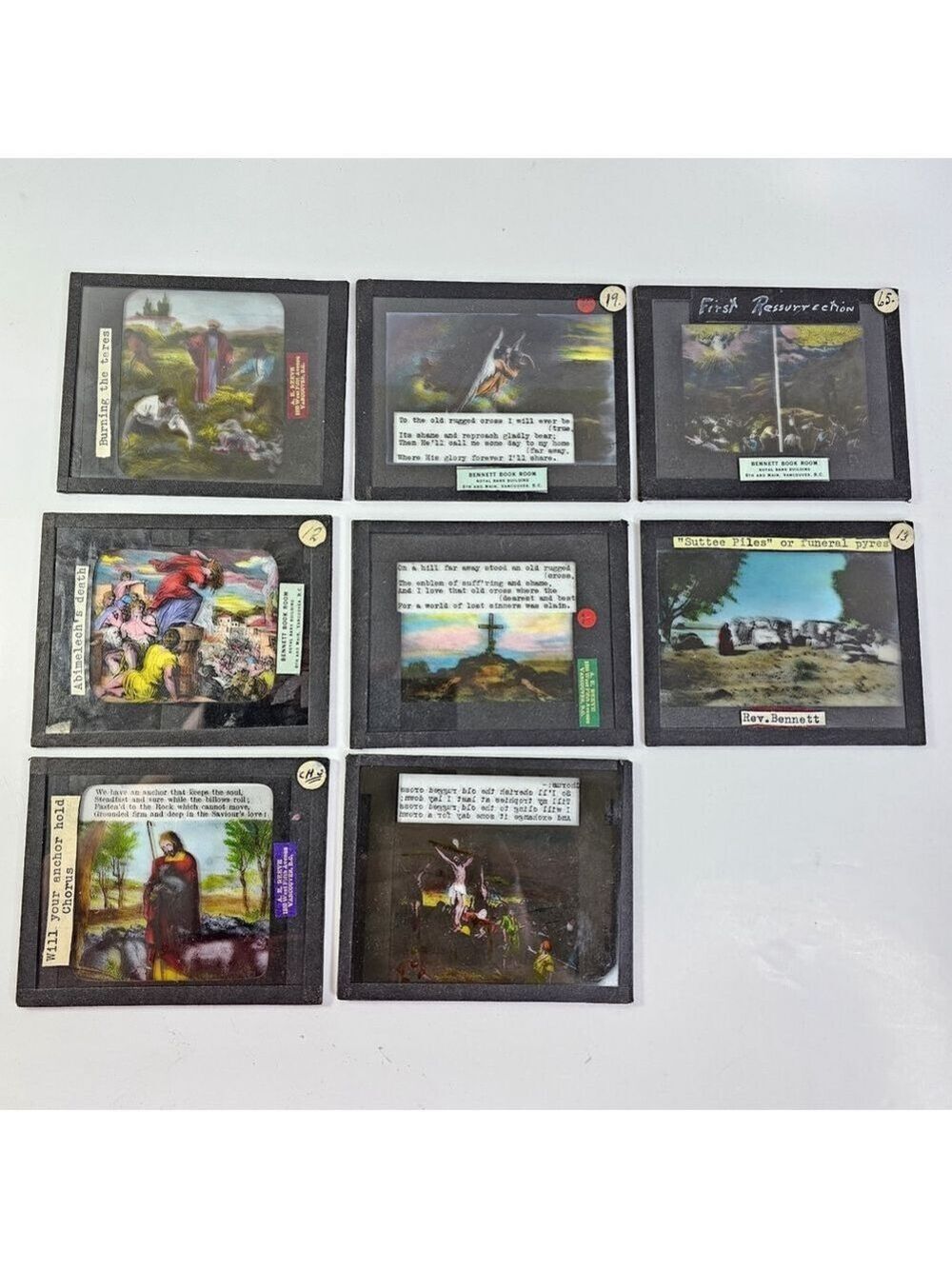 Antique Magic Lantern Slides Lot of 8 Religious Biblical Christian Jesus